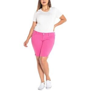 Slink Jeans Pink Curvy Stretch Longer length Bermuda Shorts womens plus 22 new